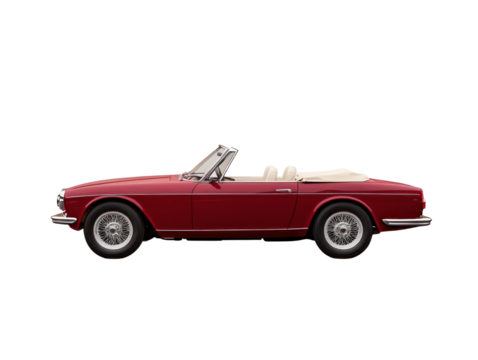 Vintage red convertible car scenic road automotive photography open air side view timeless elegance