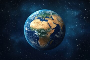 A vibrant and colorful depiction of the planet Earth in space