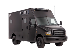 Urban emergency response vehicle showcase dynamic viewpoint and high-contrast security concept