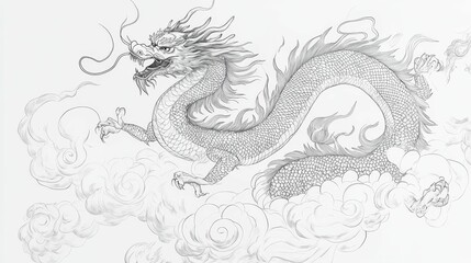 Obraz premium Intricate dragon soars through cloudlike smoke plumes