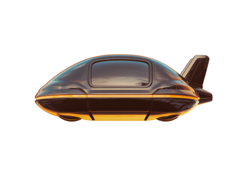 Futuristic hover vehicle design urban landscape 3d render modern technology side view innovative concept