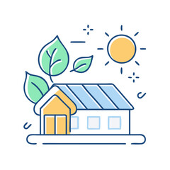 Green roof icon, symbolizing eco-friendly construction and sustainability, eco house icon