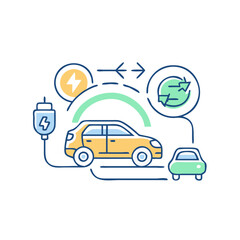 Fototapeta premium Hybrid car icon, symbolizing eco-friendly transportation and sustainable development