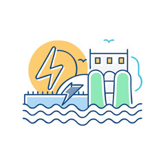 Hydro power icon, symbolizing renewable energy and ecological sustainability