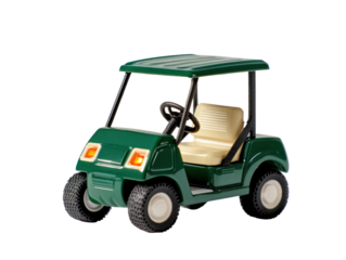 Exciting golf cart adventure golf course toy model indoor showcase close-up view fun concept