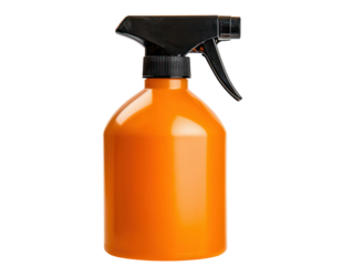 Cleaning action orange spray bottle in studio setting product photography indoor environment