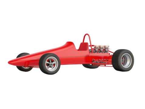 Red race car showcase automotive exhibition image art dynamic environment side view fast-paced concept