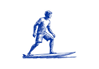 Obraz premium Surfer hand drawn sketch vector illustration