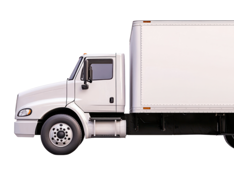Delivery truck in urban setting logistics operations transportation cityscape side view efficient cargo handling