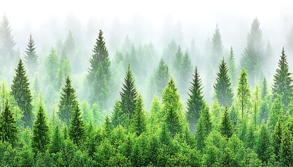 Obraz premium Misty Mountain Forest Panorama.