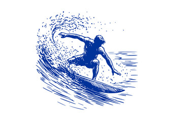 Surfer hand drawn sketch vector illustration © Shutoda