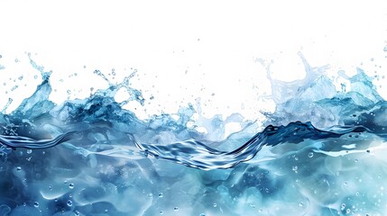 Blue water splashes and flows creating a dynamic abstract pattern against a light background