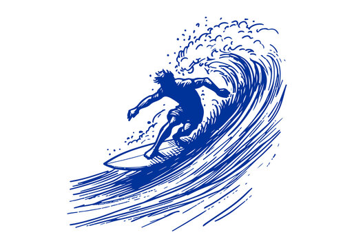 Surfer hand drawn sketch vector illustration