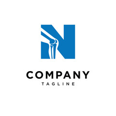 Letter N Knee Surgery Bone Logo Icon Vector