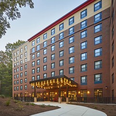 Fototapeta premium Modern Brick Assisted Living Building Entrance.
