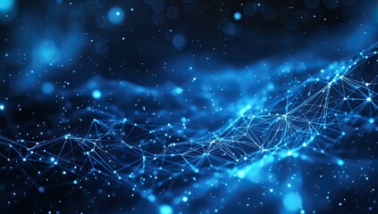 Fototapeta premium Abstract digital network flowing through dark space