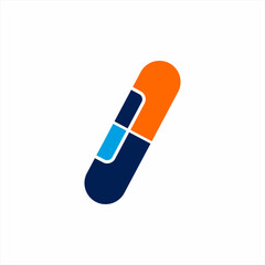 Capsule medicine logo design with letter B.