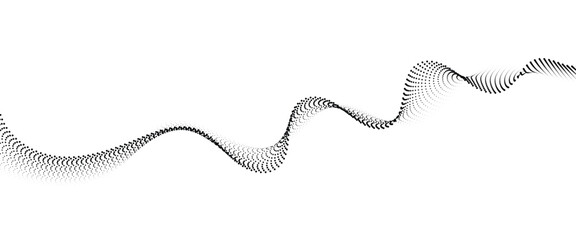 Flowing Dot Wave halftone gradient pattern on transparent background	