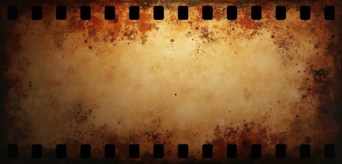 Vintage film strip texture with a rusty, aged appearance, perfect for backgrounds or creative projects in photography, film, and design fields.