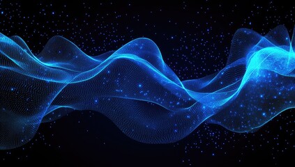 Abstract blue waves, digital, glowing,  space, background.  Possible use  Technology, futuristic, science