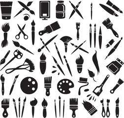 Seamless pattern brushes for drawing with black silhouettes