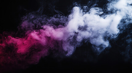 A stunning artistic interpretation of a color-infused smoke trail, seamlessly transitioning from rich crimson to radiant white and deep violet, suspended in an endless dark space