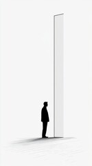 Fototapeta premium Silhouette of a Person Standing Beside a Tall Vertical Structure