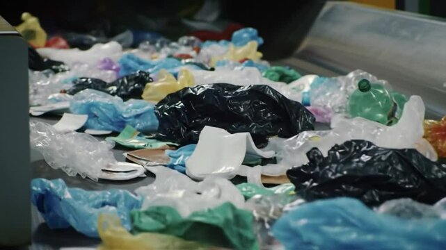 Plastic Recycling Conveyor in Action &ndash; Sustainable Waste Management Process