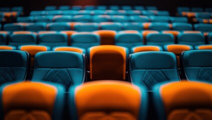 Fototapeta premium Empty Cinema Seats: Awaiting the Show
