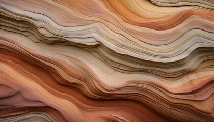 Abstract natural sandstone surface with soft layers in shades of beige, rust, and ochre. Sand stone background
