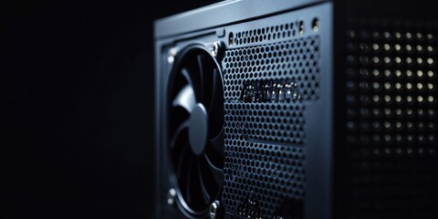 Sleek Black PC Power Supply Unit Close-up
