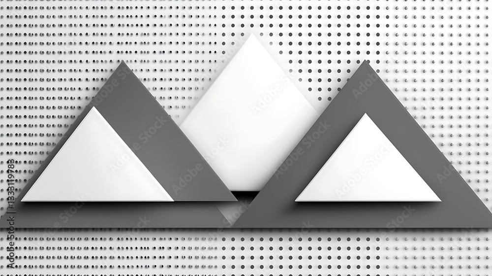 Poster three triangles and patterned background create geometric design shapes