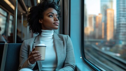 Woman on Train, Contemplative Commute