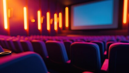 Neon Cinema: Empty Seats Await the Show