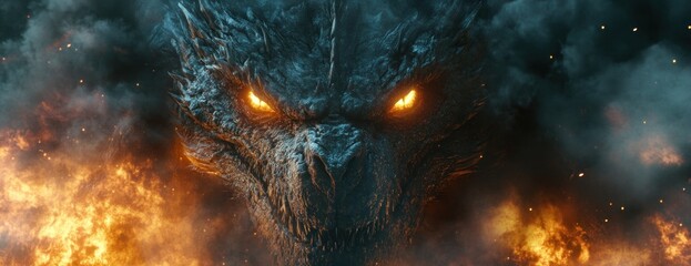 Fiery Dragon's Gaze: A Breathtaking Fantasy Image