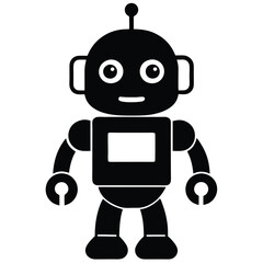 Fototapeta premium Simple Robot Icon: A minimalist and charming depiction of a friendly robot, rendered in a sleek, high-contrast style, ready to represent innovation and futuristic concepts.