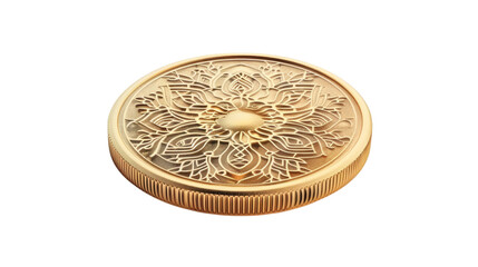 Golden coin in 3D style isolated on a white background clean