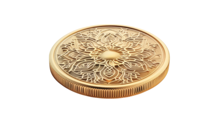 Golden coin in 3D style isolated on a white background clean