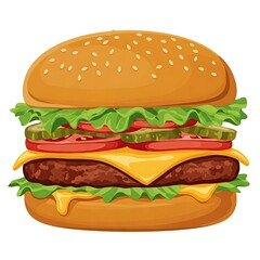 Gourmet Cheeseburger with Fresh Vegetables