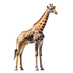 Fototapeta premium Graceful Giraffe Grazing: Wildlife Safari Experience in Picturesque African Savannah