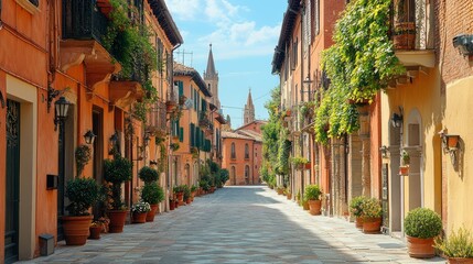 Fototapeta premium Italian village street scene