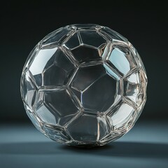 Naklejka premium Crystal Soccer Ball Sculpture on Dark Background with Reflection