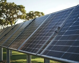 Solar Panels Generating Green Energy Outdoors.