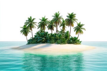 Fototapeta premium a small island with palm trees in the ocean cutout for summer beach cocktail club party flyer design isolated on white background