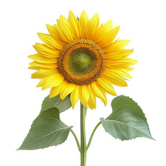 Obraz premium Vibrant Sunflower Close-Up: Capturing Nature's Bright Beauty with Green Leaves, Horticulture, and Symbolic Yellow Petals in Summer Gardens