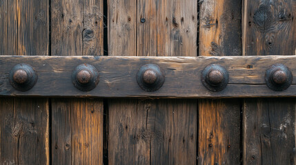 Close-up of an old wooden jousting list barrier, scarred from years of intense competition.