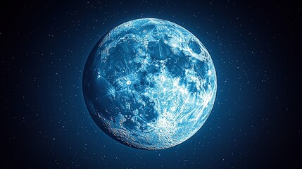 Obraz premium Celestial blue moon in deep space