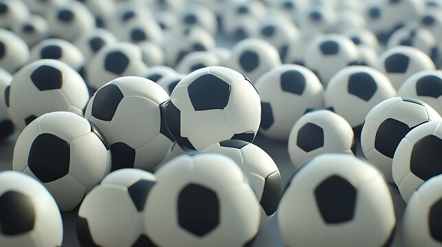 Soccer Balls Pile for Stadium Floor, Competition.