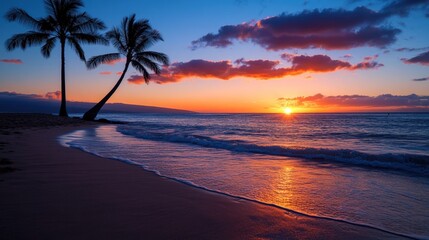 Tropical sunset beach scene (2)