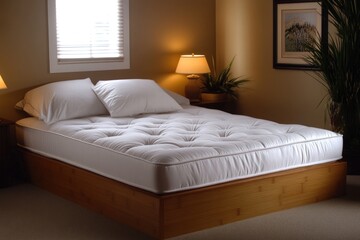 Comfortable bed in a cozy bedroom